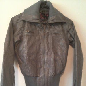 SAY WHAT?  ZIP-UP GRAY BOMBER JACKET SIZE XS